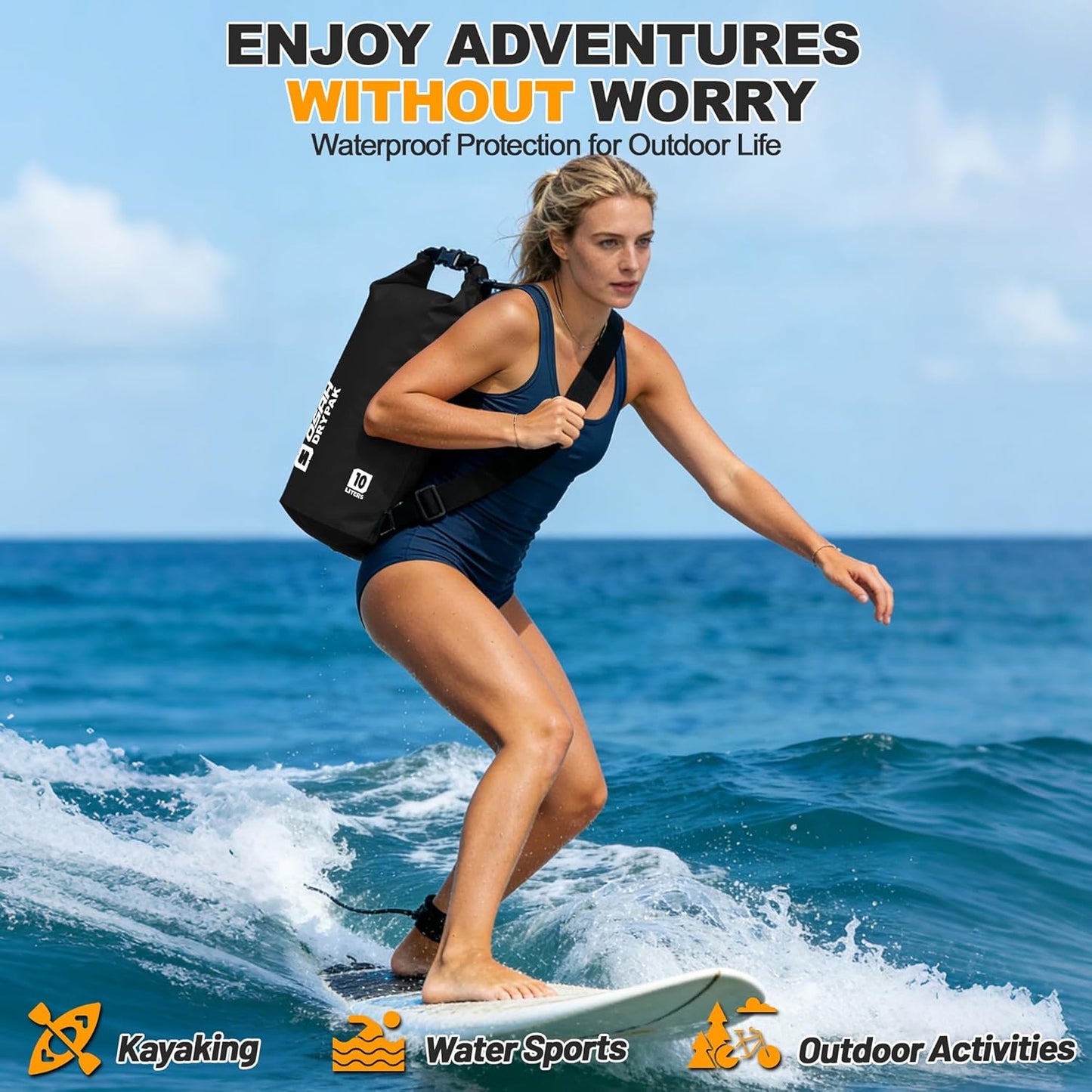 Skiennix Waterproof Dry Bag - Lightweight Roll Top Storage Backpack with Phone Case | 5L/10L/20L/30L/40L for Travel, Kayaking & Beach