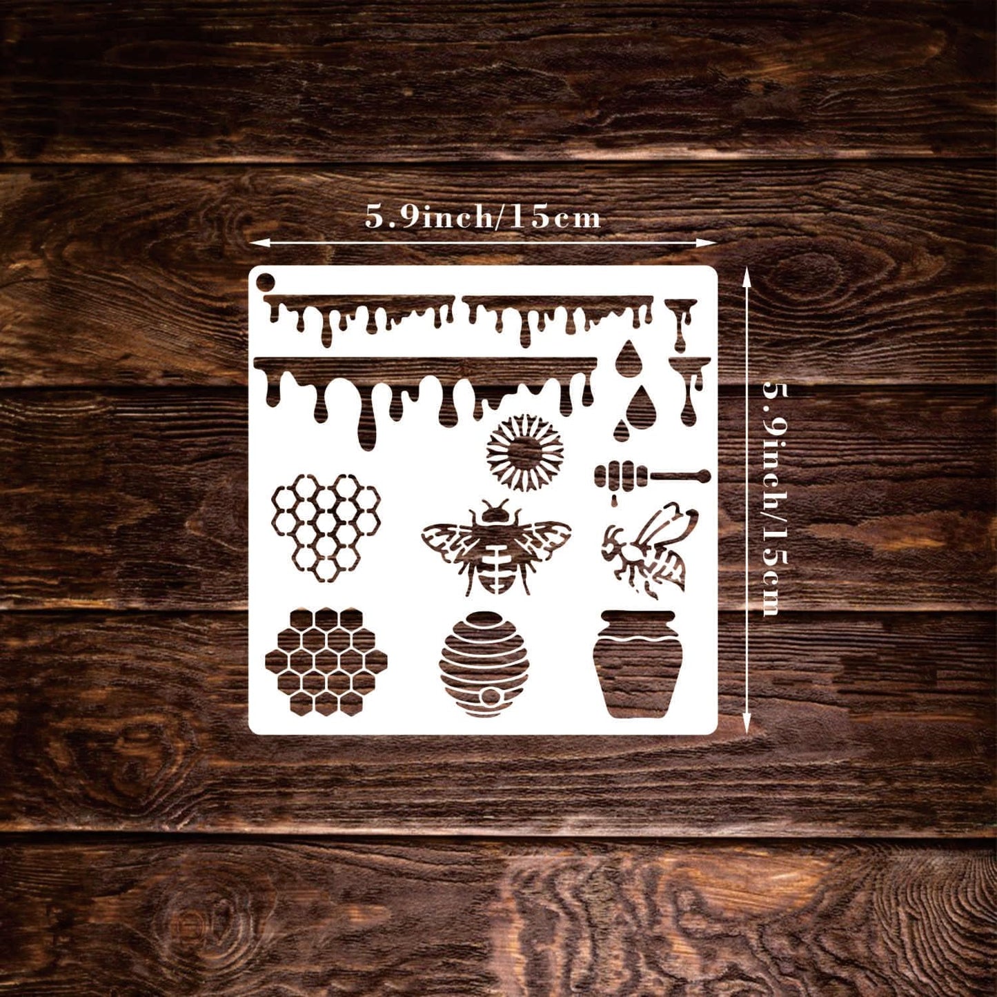 12 Pieces Bee Stencils for Painting on Wood, Honeycomb Hexagon Theme Reusable Stencils, Honey Drawing Template for DIY Scrapbooking Furniture Canvas Wall Floor Decor (5.9 x 5.9 Inch)