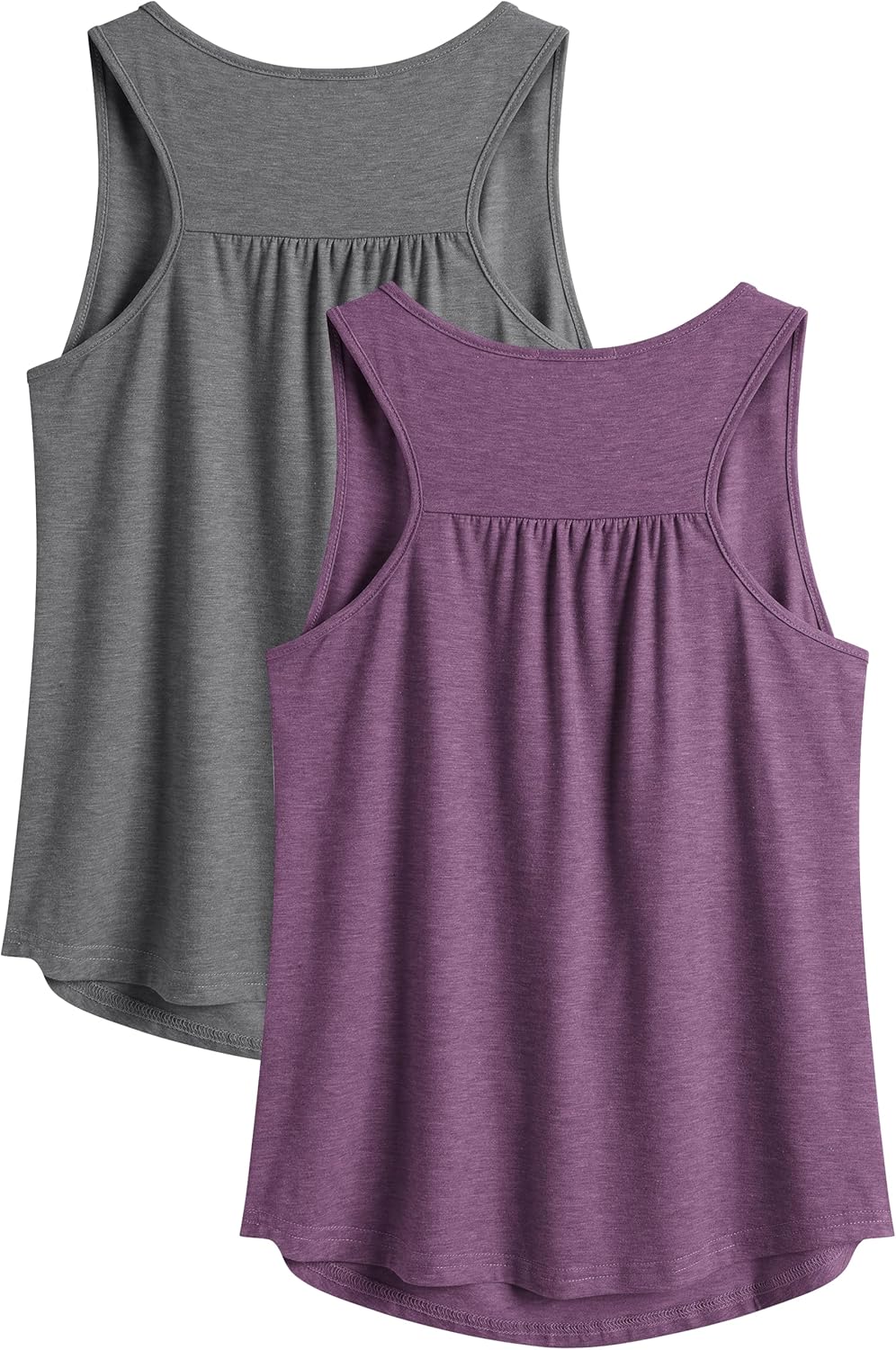 PINSPARK Women's Racerback Workout Tops - Lightweight Sleeveless Athletic Tank Shirts, 2 Pack S-3XL