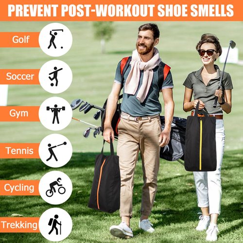 TOBWOLF Smell Proof Shoe Cleat Bag, Waterproof Golf Shoes Bag with Zipper and Handle for Packing in Suitcase, Sport Shoes Storage Bags for Travel, Running, Gym, Soccer, Car Shoe Organizer