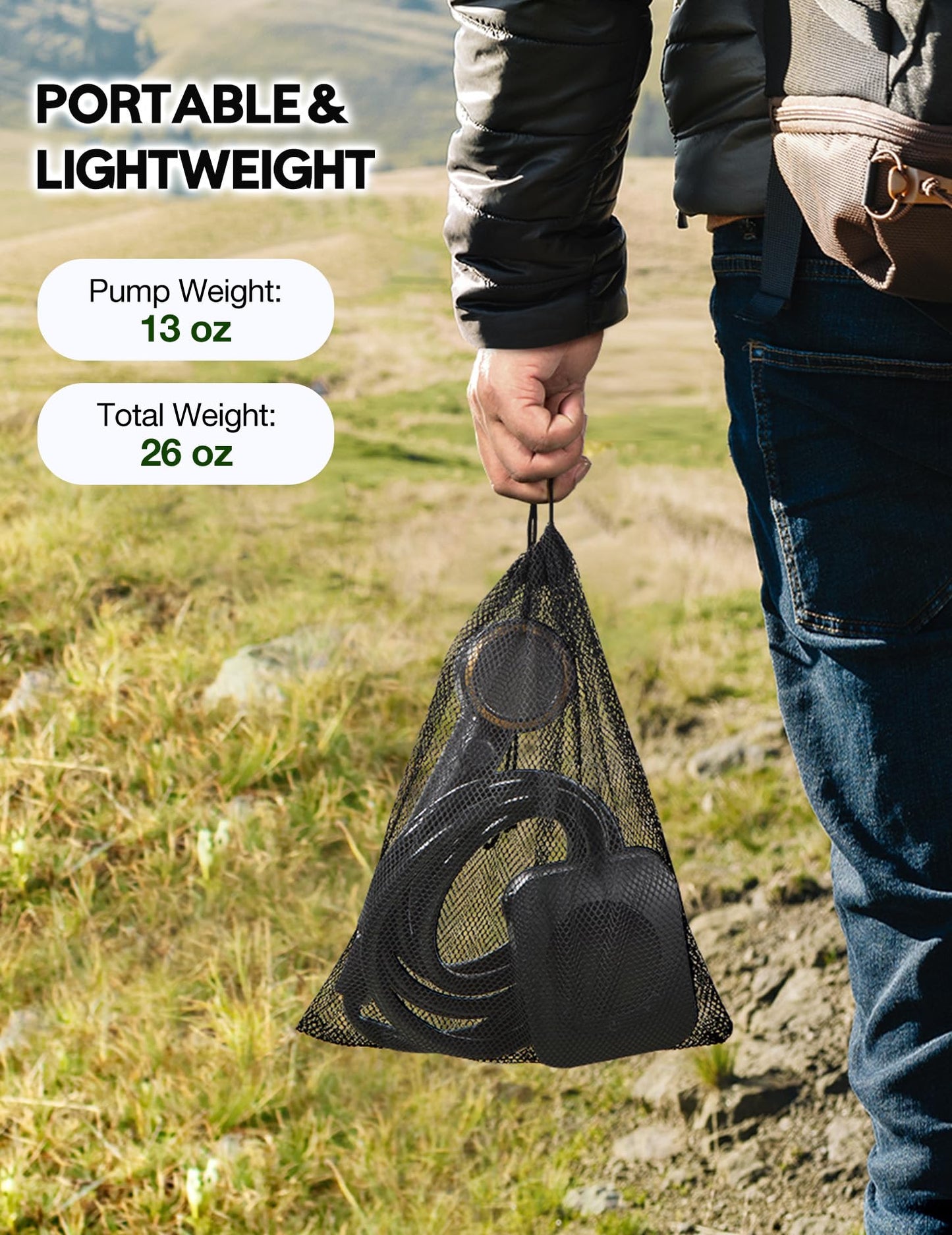 Docusvect Portable Shower for Camping 8000mAh with 3X Stronger Water Flow, Portable Camping Shower with 5 Pressure Levels, 4 Spray Modes, 26oz Ultra Lightweight, IPX8 Waterproof