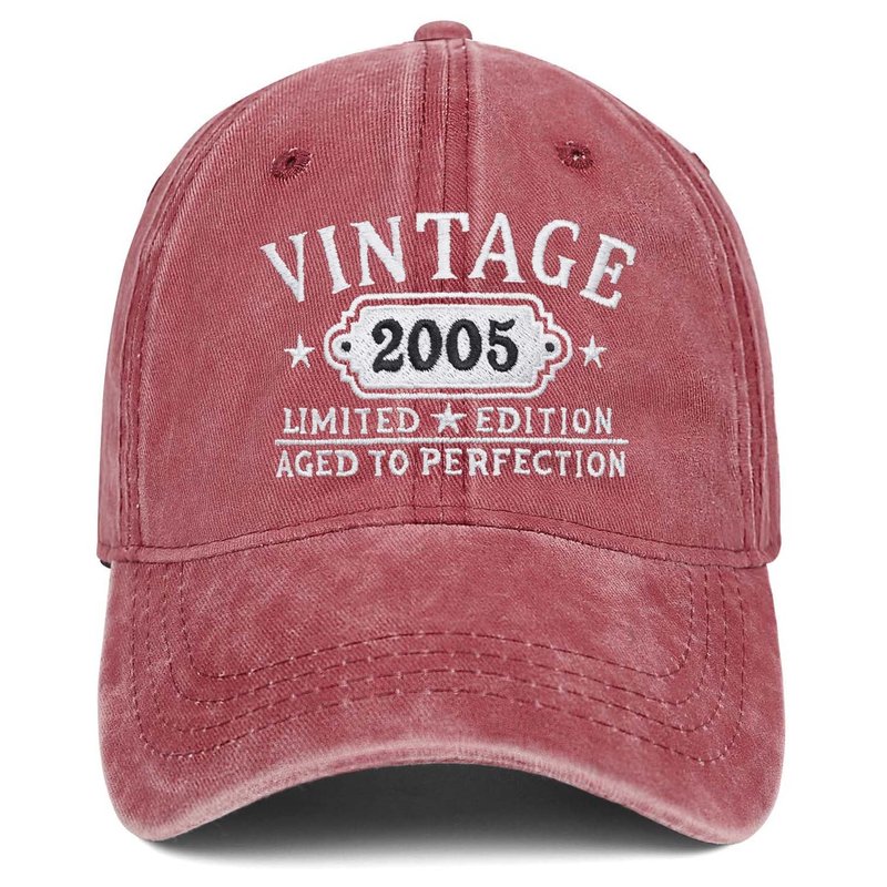21st Birthday Gifts for Her Him Vintage 2005 Hats Turning 21 Gift Ideas for Men Women Black Hat (Red)