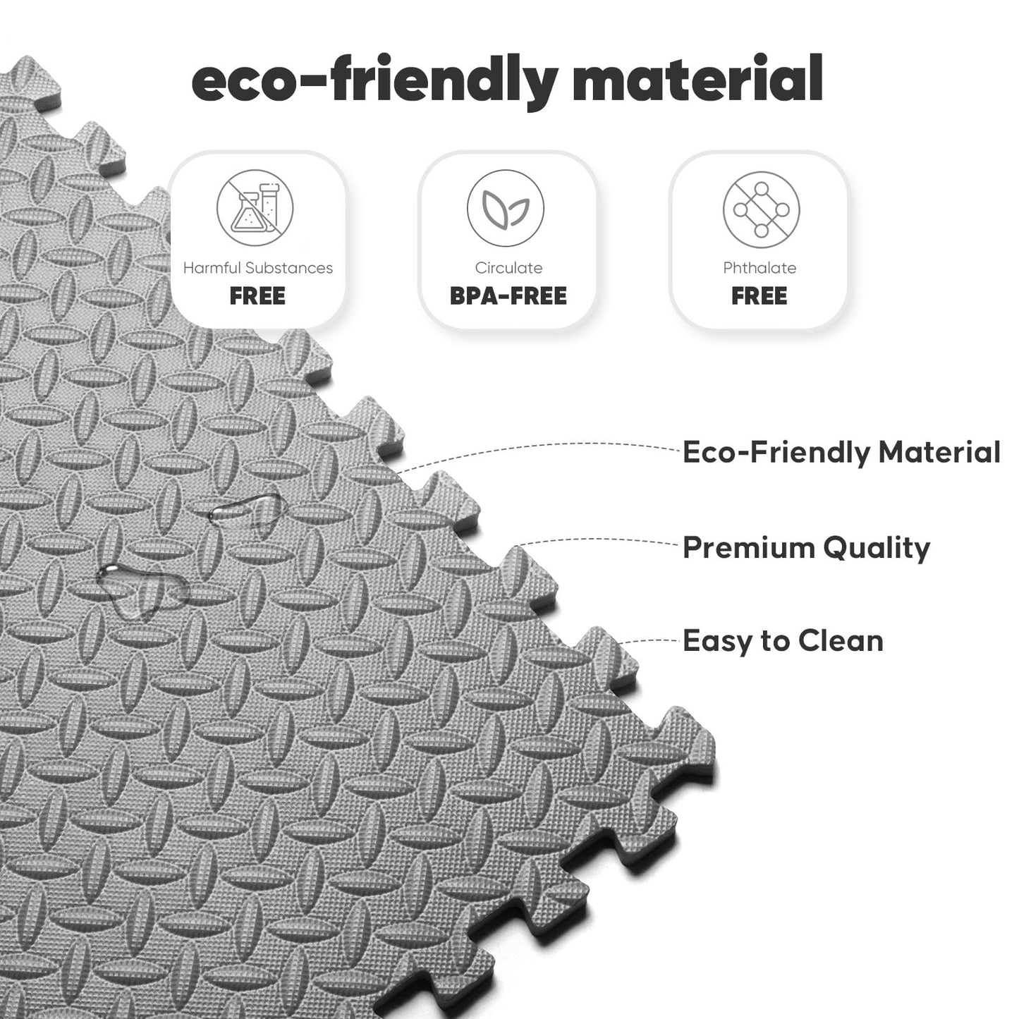 36 Pack 144 sqft Home Gym Mat, Puzzle Exercise Mat, EVA Interlocking Foam Floor Tiles for Home Workout Equipment and Kids' Play Areas -, 24 in x 24 in x ½ in, Grey 36 Tiles