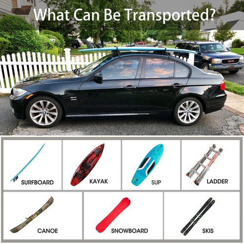 WONITAGO Premium 'No Scratch' Silicon Tie Down Cam Straps for Surfboards, Kayaks, SUP Paddleboards, Canoes, Snowboards 12ft (Pair)