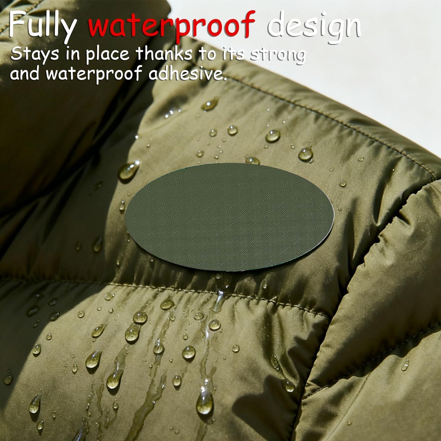 SYLVASS 12PCS Down Jacket Repair Patch, Waterproof Self-Adhesive Nylon Patches for Puffer Jackets, Tents, Sleeping Bags, Raincoats (Army Green)