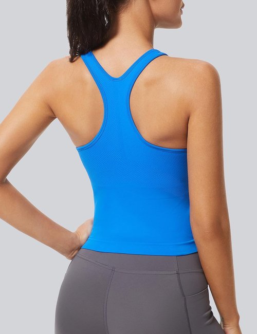 MathCat Racerback Workout Tank Tops for Women - Seamless Athletic Yoga Top with Built-In Bra