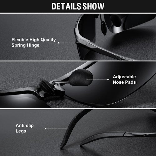Ougenni Polarized Sunglasses For Men Women Sports Sun Glasses Ultralight Al-Mg Outdoor Driving Fishing Glasses UV Protection