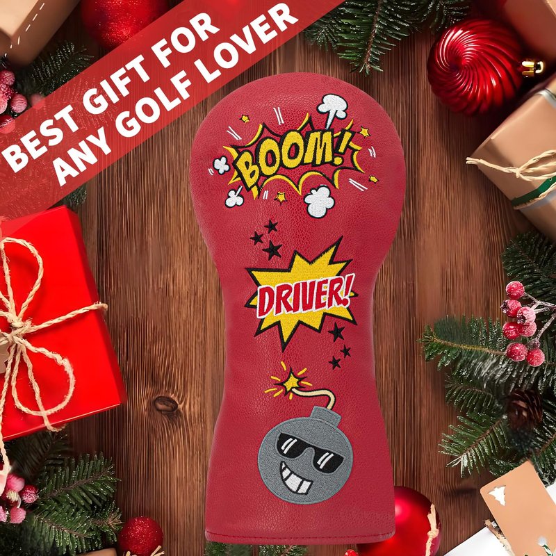 Bomb Golf Club Covers - 3 Options - Golf Driver Headcover/Golf Fairway Wood Head Cover/Hybrid Headcover for Men/Women Golfer - Red Synthetic Leather Golf Headcover. (Red-Fairway)
