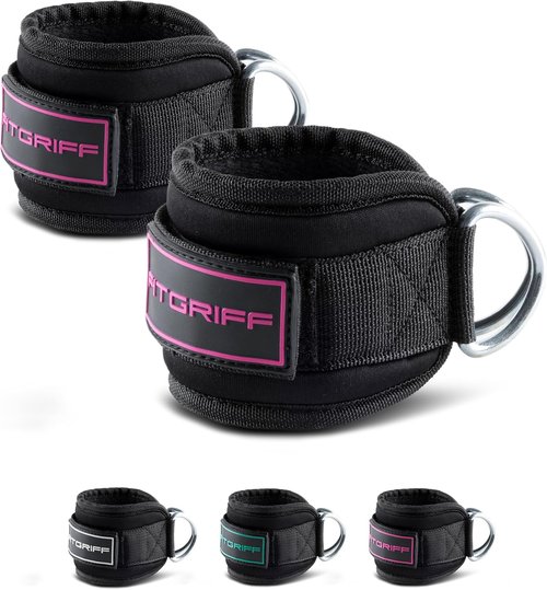 Fitgriff® Ankle Straps V3 - Leg Pulley Attachment for Cable Machines | 2-Piece Gym Workout Set