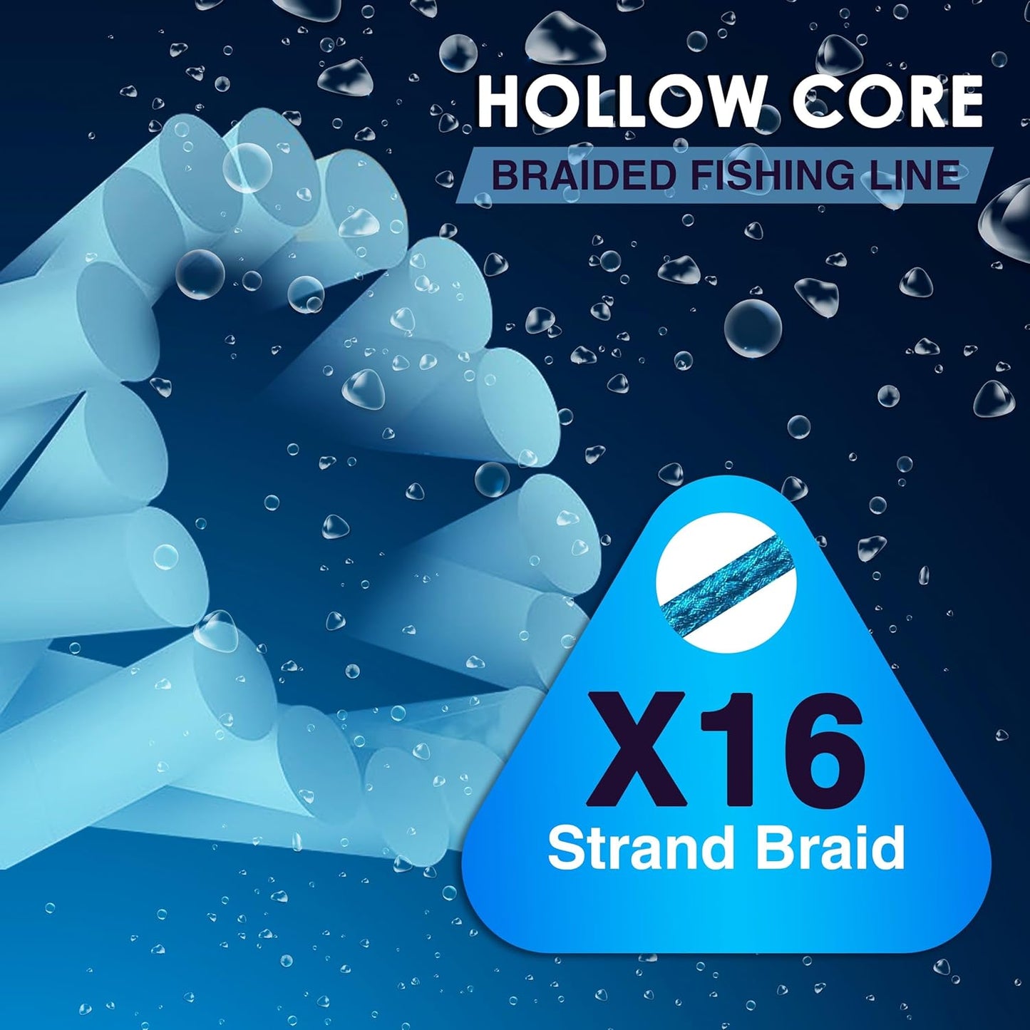 Reaction Tackle Hollow Core Braided Fishing Line - 16 Strand Braid for Freshwater & Saltwater Fishing
