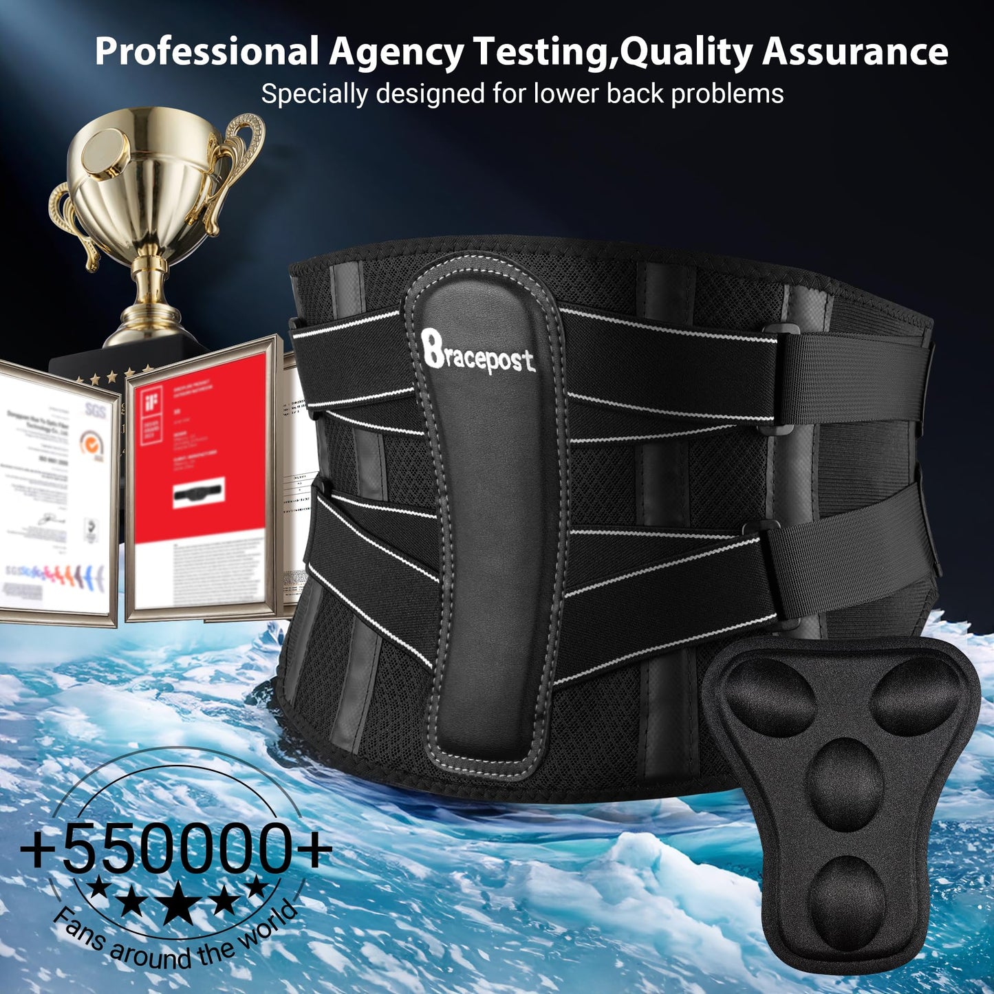 Back Brace For Lower Back Pain Women Men With 360°Support & Hot/Cold Compress,Breathable Back Support Belt With 3D Pad,Adjustable Back Brace For Sciatica,Herniated Disc,Scoliosis,XXL