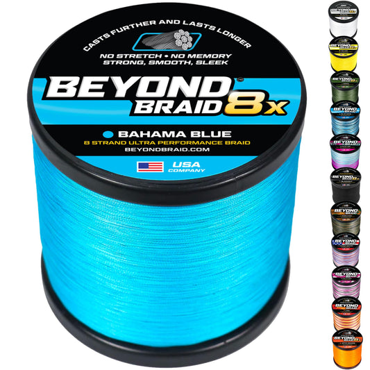 Beyond Braid Braided Fishing Line - Bahama Blue 8X -No Fade/2000Yards/100LB