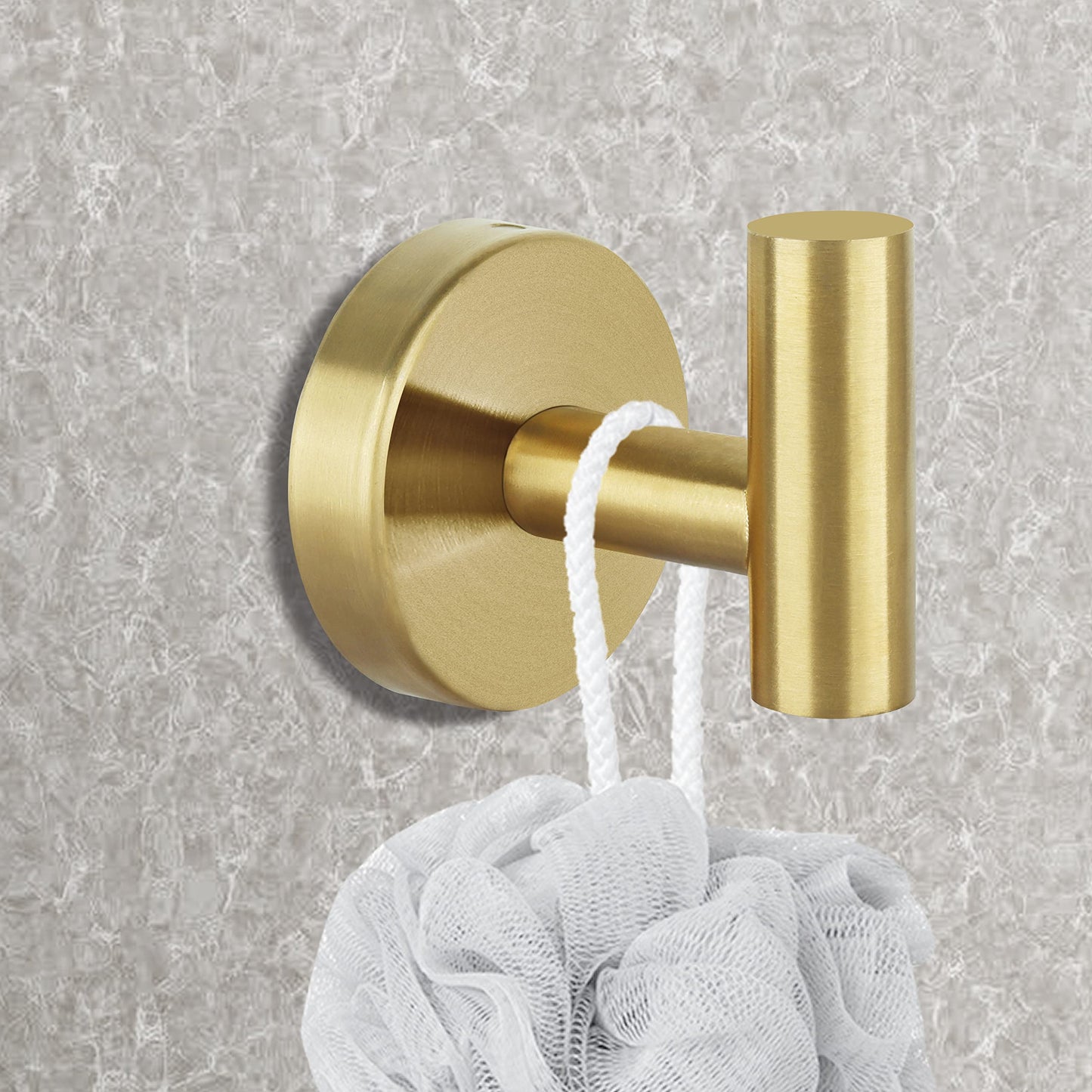Towel Hooks for Bathroom 2 Packs Screw- in Gold Wall Mount Towel Holder Towel Rack, Heavy Duty Robe Coat Loofah Hooks for Shower, Kitchen,Hotel, Pool Tile, Brick Modern Style Decor Wall Hooks