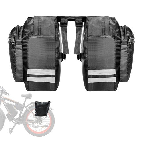 Dakeya Bicycle Rear Frame Bag, Electric Bike Trunk Bag, Large Capacity Bicycle Bag with Reflective Strip, for Shopping, Commuting, and Travel (Black)
