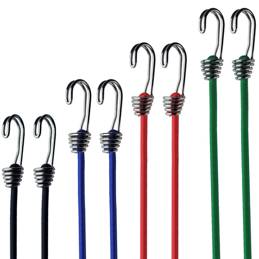 YELIER Bungee Cords with Hooks - 6mm Small Bungee Cords, 8-Piece Set - Black, White, & Multi-Color Options for Outdoor, Camping, and Storage (Mix-Colors, 6mm 8piece Set)