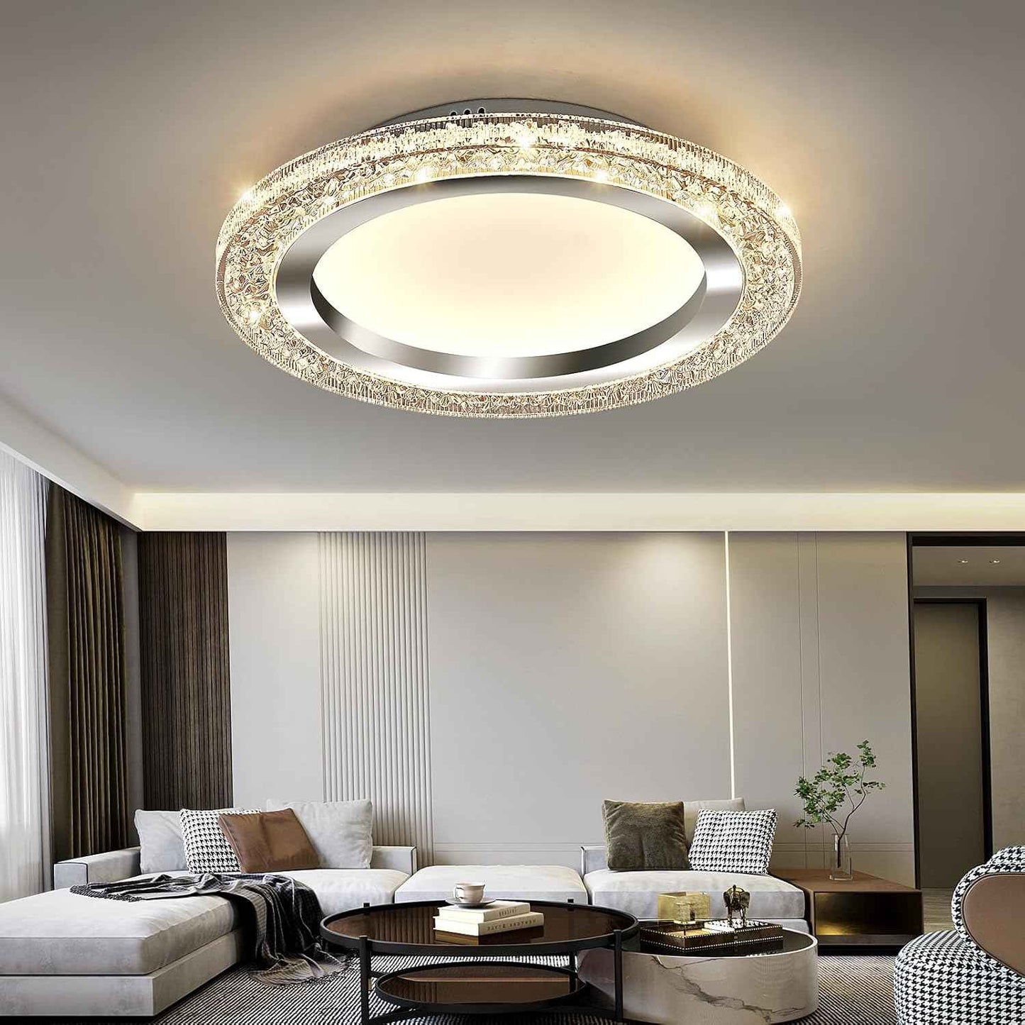 28W Gold LED Flush Mount Ceiling Light - 12" Modern Round Fixture for Bedroom, Kitchen, Bathroom