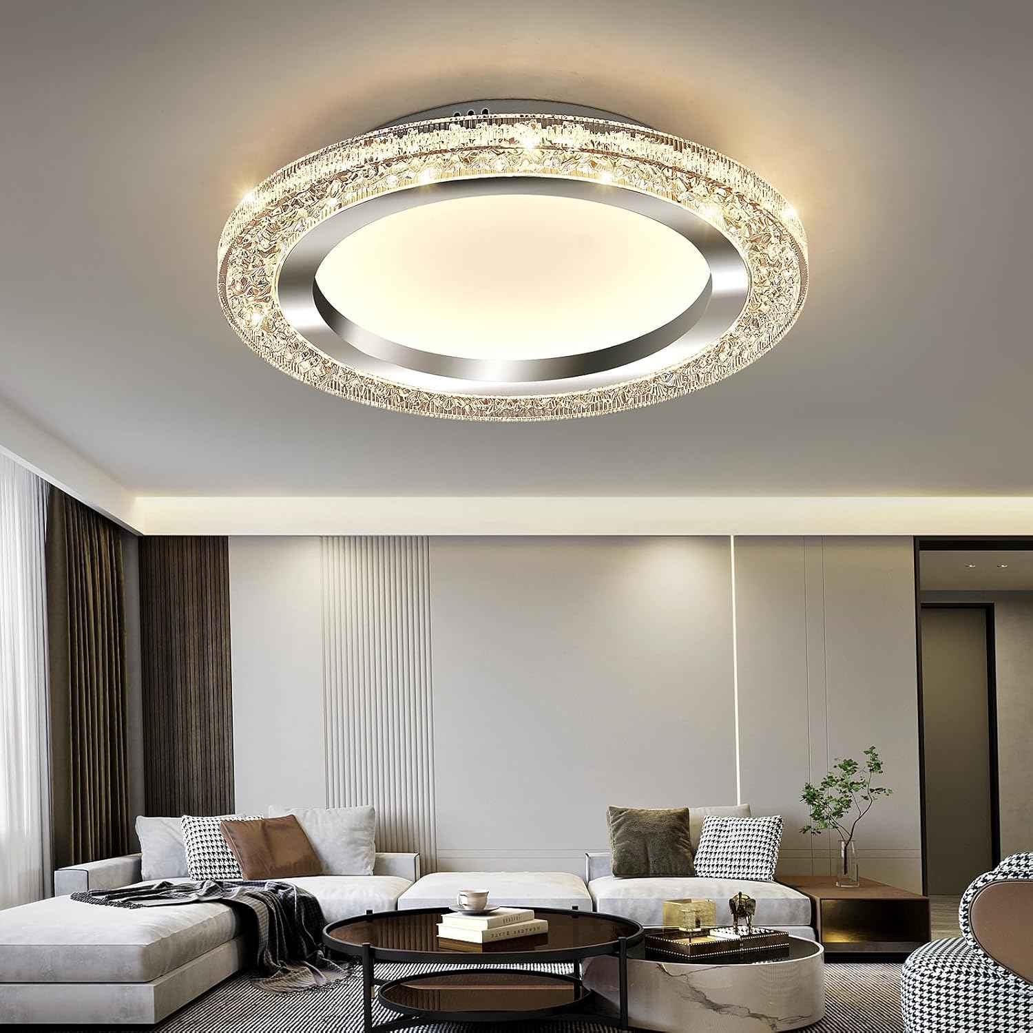 28W Gold LED Flush Mount Ceiling Light - 12" Modern Round Fixture for Bedroom, Kitchen, Bathroom