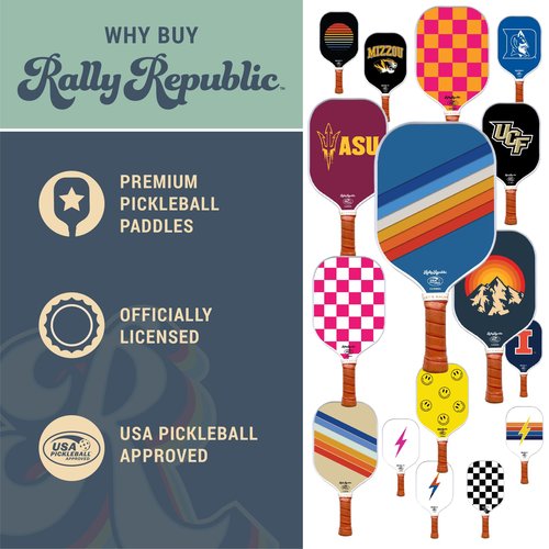 Rally Republic Officially Licensed Pickleball Paddle - USA Pickleball Association Approved Racket - Lightweight Honeycomb Core, Carbon Fiber Exterior, Premium Leather Grip for Comfort