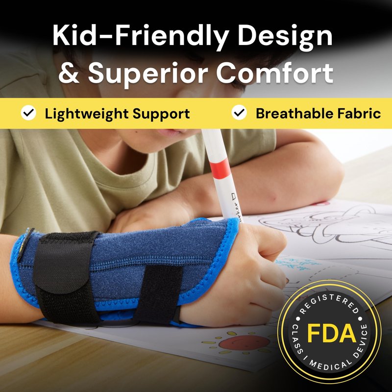 BraceUP Stabilized Kids Wrist Brace- Youth Wrist Support, Kids Wrist Splint, Child Wrist Brace for Daily Use, Boys and Girls height 3’3” to 4’11”, size 3-12 (Left Hand)