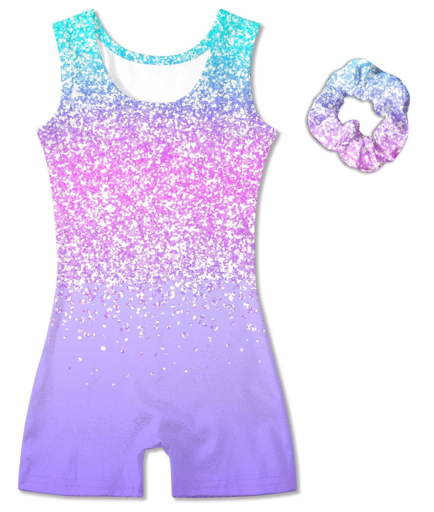 Vogseek Girls Gymnastics Leotards Size 6 2PC Blue Purple Ballet Dancewear
