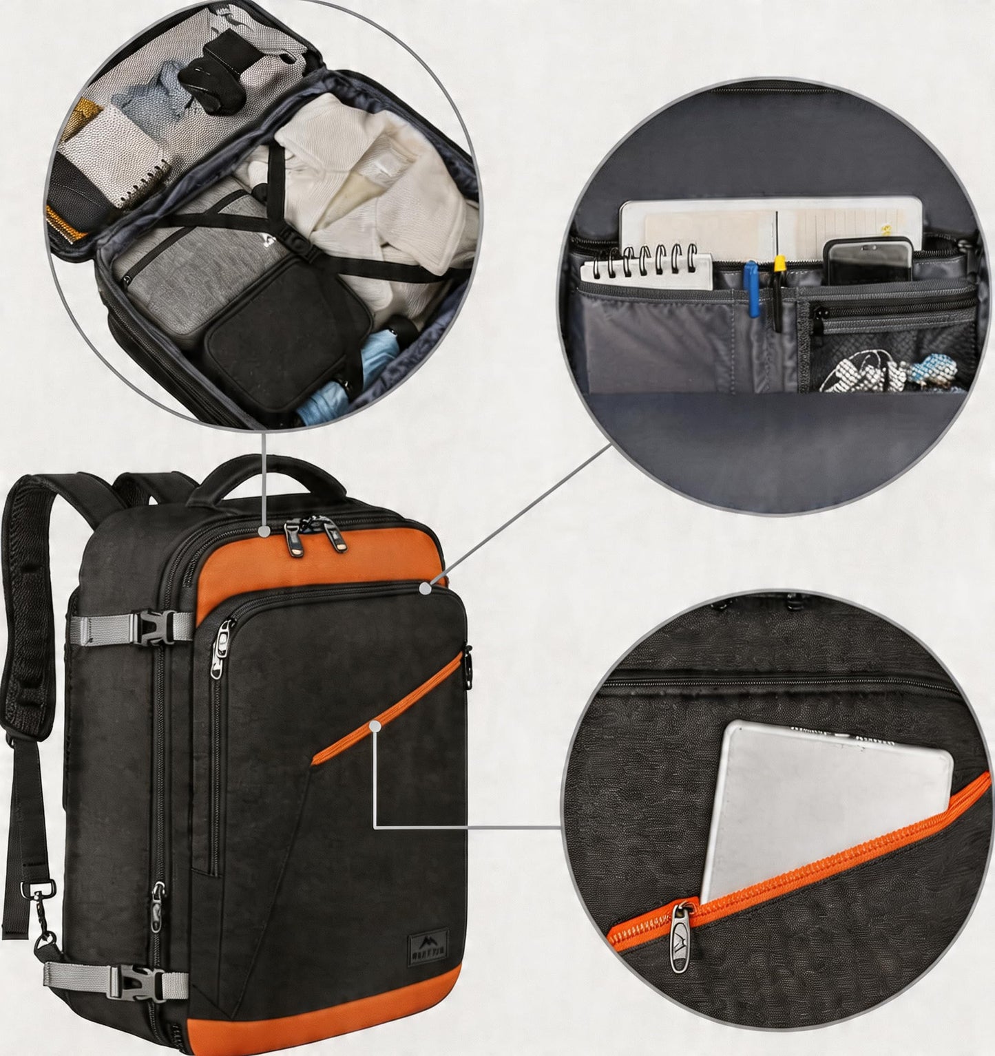 MATEIN Carry on Backpack for Airplanes, Expandable Travel Backpack Airline Approved with Hidden Shoulder Strap for Men Women, Lightweight Casual Daypack Bags for Travelling, Camping, Business