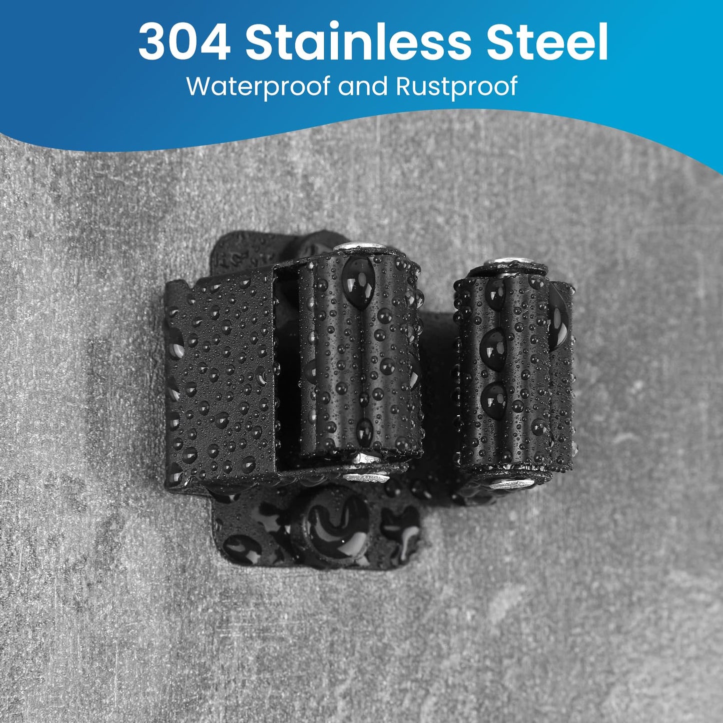 Yiows Broom Holder Wall Mount, 7PCS Broom Hanger Wall Mount, Stainless Steel Heavy Duty Mop Holder Broom Mop Hanger Wall with Screws, Garden Outdoor Tool Organizer Rack Broom Hanger (Black)