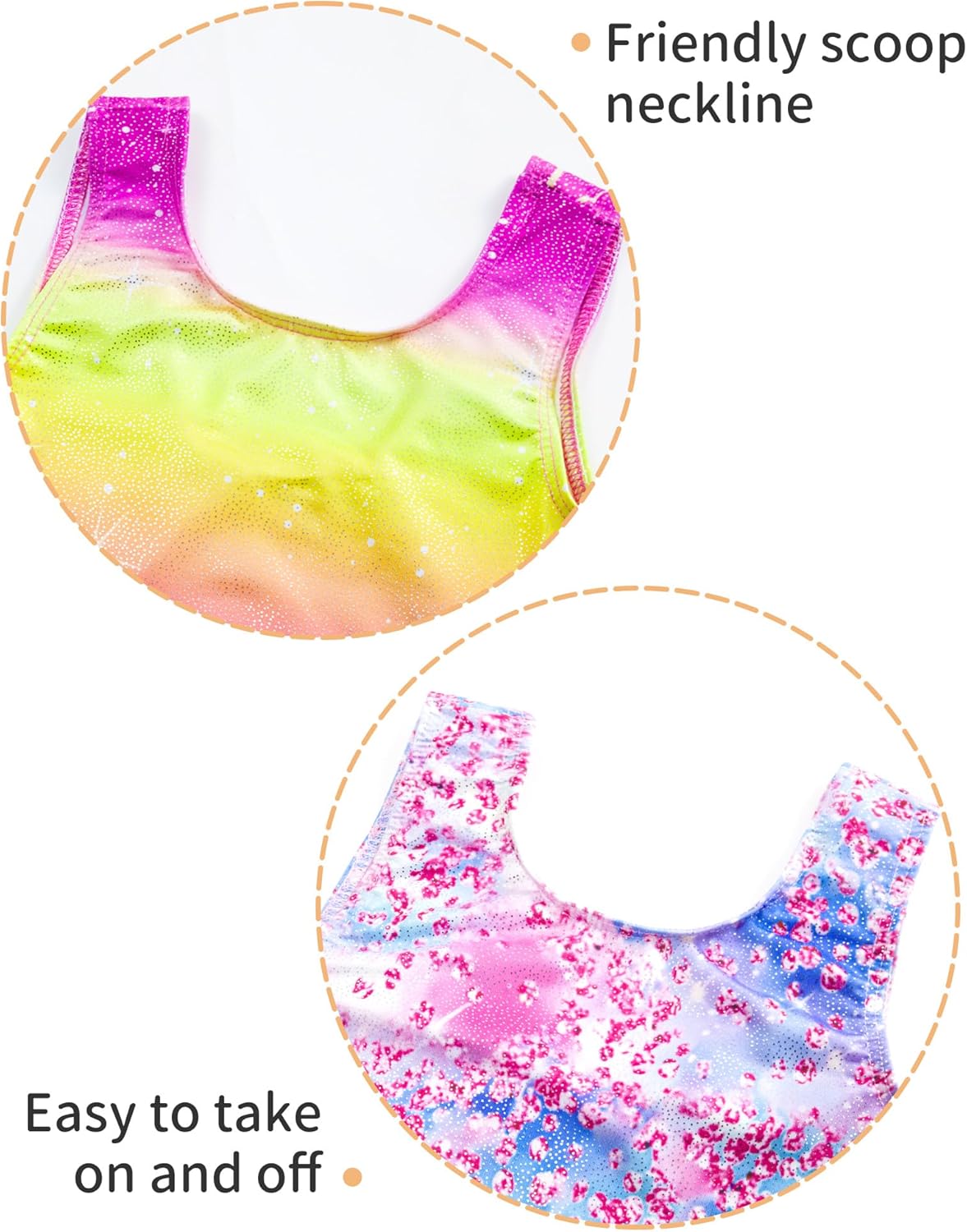 Skiennix Girls' Sparkly Gymnastics Leotard - Sleeveless Tumbling Unitard with Shorts | 2 Pack