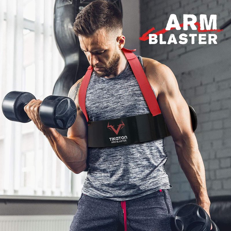 Tikaton Arm Blaster with Wrist Wraps for Biceps & Triceps, Adjustable Bicep Curl Support Isolator for Big Arms Bodybuilding & Weightlifting, Thick Aluminum Biceps Workout Equipment