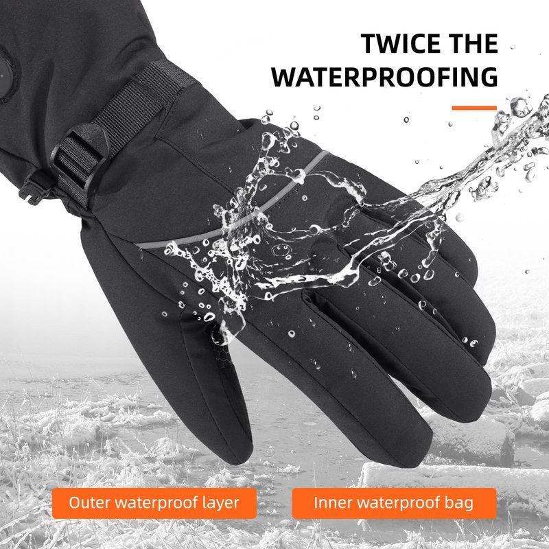 Heated Gloves for Men Women, 7.4V 3000mAh Heated Gloves Rechargeable with Touchscreen, Waterproof Electric Heated Ski Gloves for Winter Outdoor Work Hunting Motorcycling Hiking Skiing