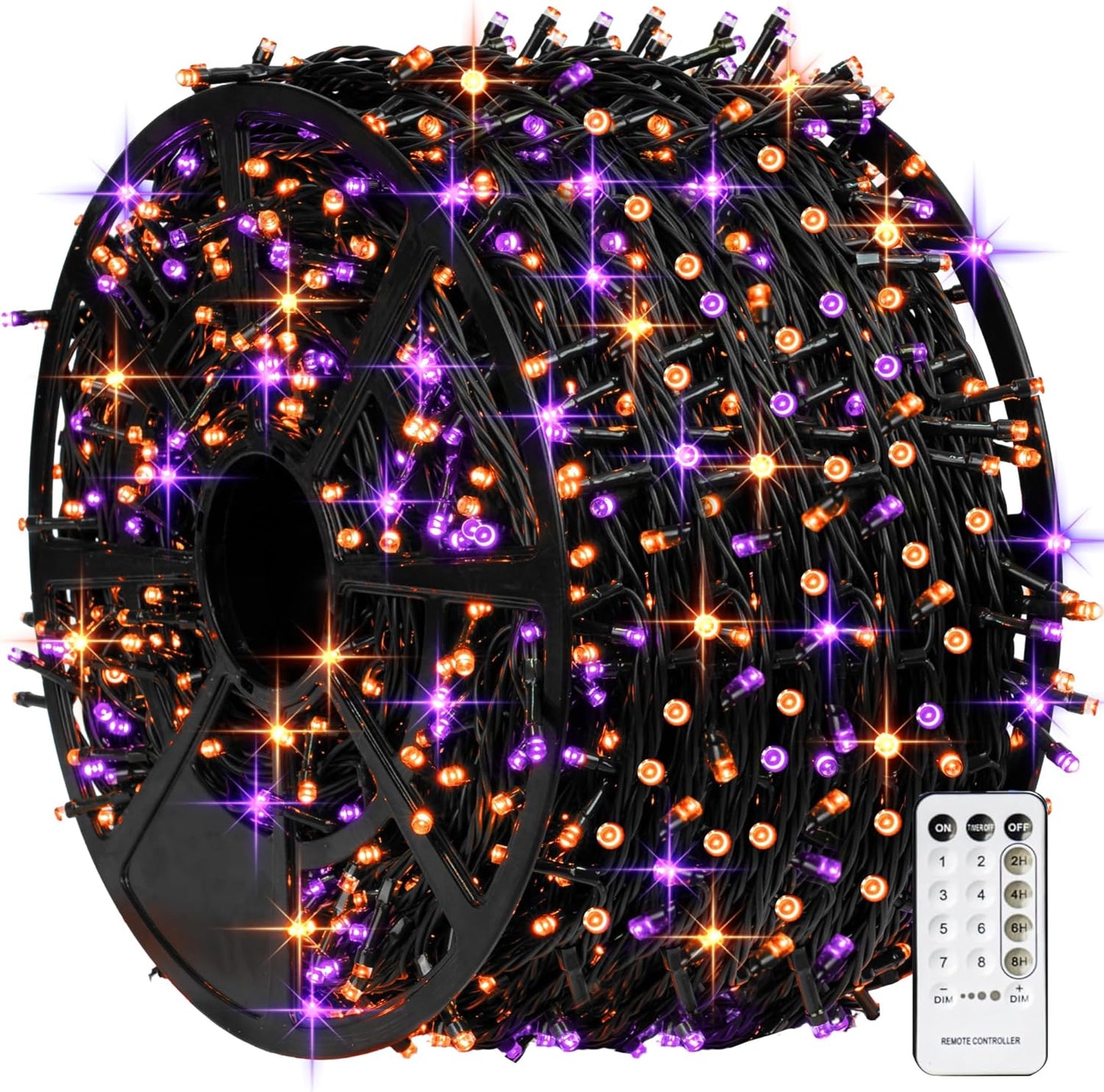 1000 LED Halloween String Lights 328FT - Waterproof Outdoor & Indoor Decor with Remote, 8 Modes - Purple & Orange for Parties & Yard