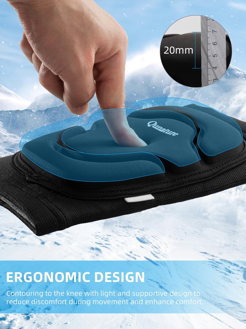 QUNATURE Ski Knee Pads Adults Thick EVA Cushion 360 Wrap Breathable Elastic Knit Knee Support for Skiing Snowboarding Skating Volleyball Basketball Cycling Unisex XL