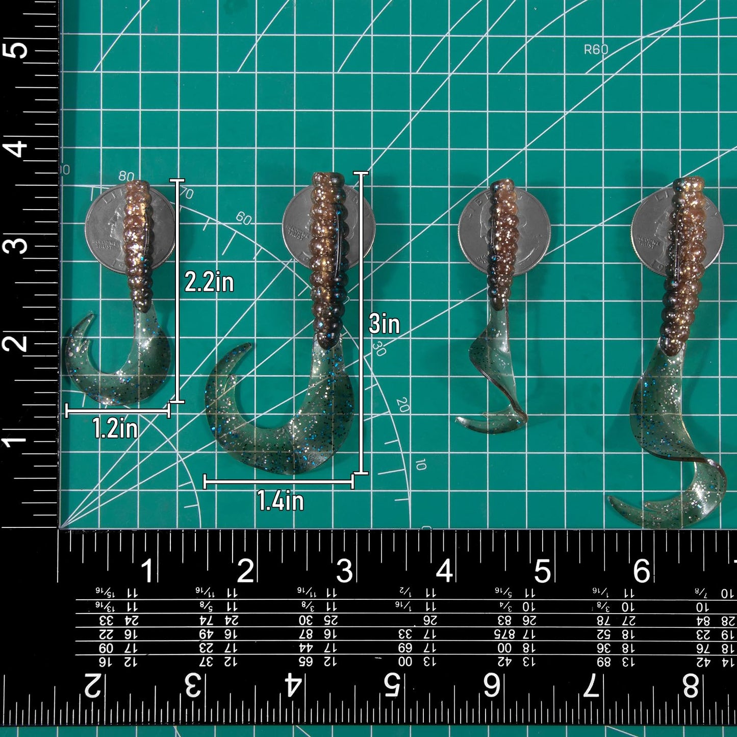 Dr.Fish 10 Pack Grub Soft Fishing Lures, 3 inch Soft Plastic Baits Worm Swimbaits Ribbon Tail Shad Bait for Freshwater Bass Fishing Lures Crappie Walleye Panfish Black and White