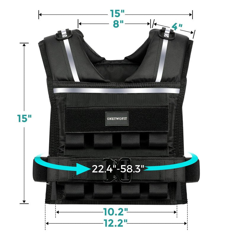 35lb/45lb Weighted Vest Men , Adjustable Rucking Vests for Walking with Reflective Stripe, 1.2" Ultra Thick Shoulder Padding Strength Training Workout Vest for Running GYM Home, Detachable Iron Weights