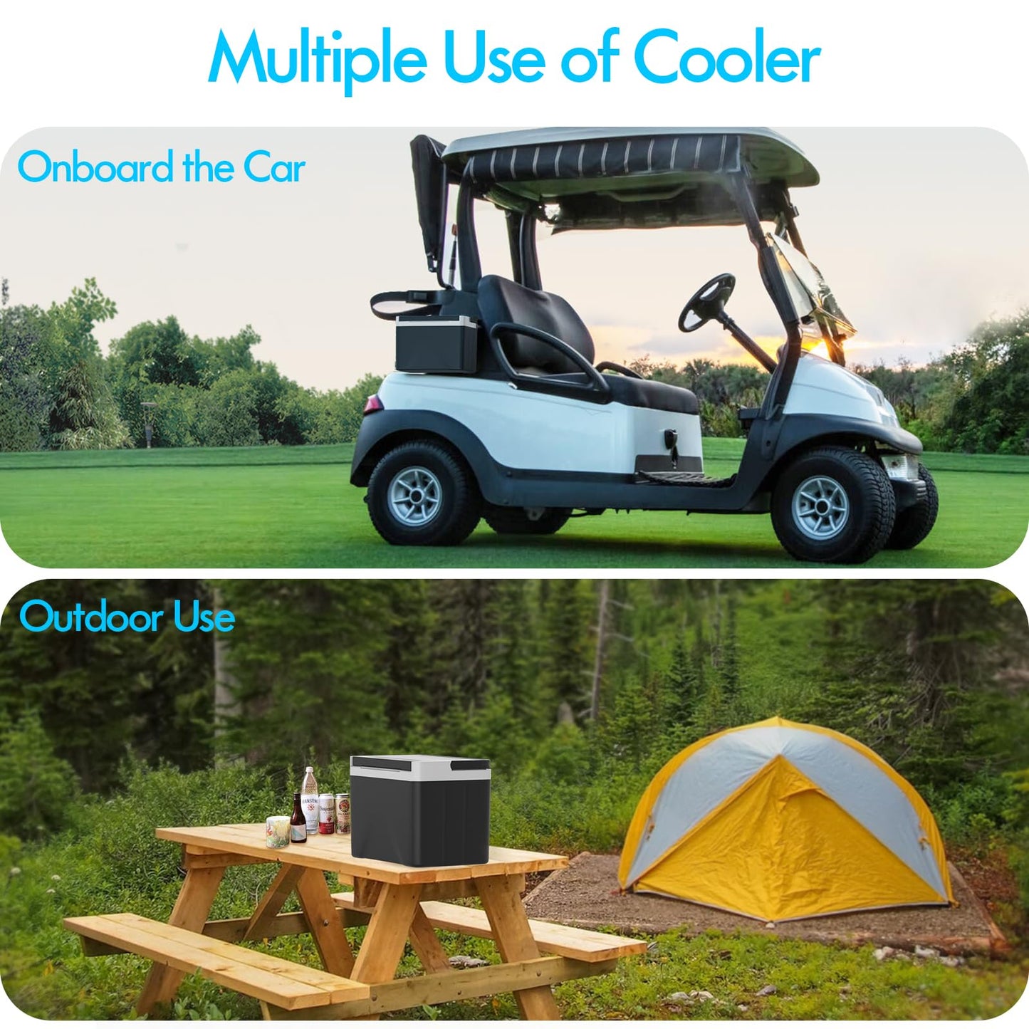 Club Car Precedent Cooler, Golf Cart Ice Coolers with Mounting Bracket for Club Car Precedent Tempo Onward, Universal 6L Large Capacity Cooler, 48 Hours Cooling Ice Chest OEM#102588101 103886801