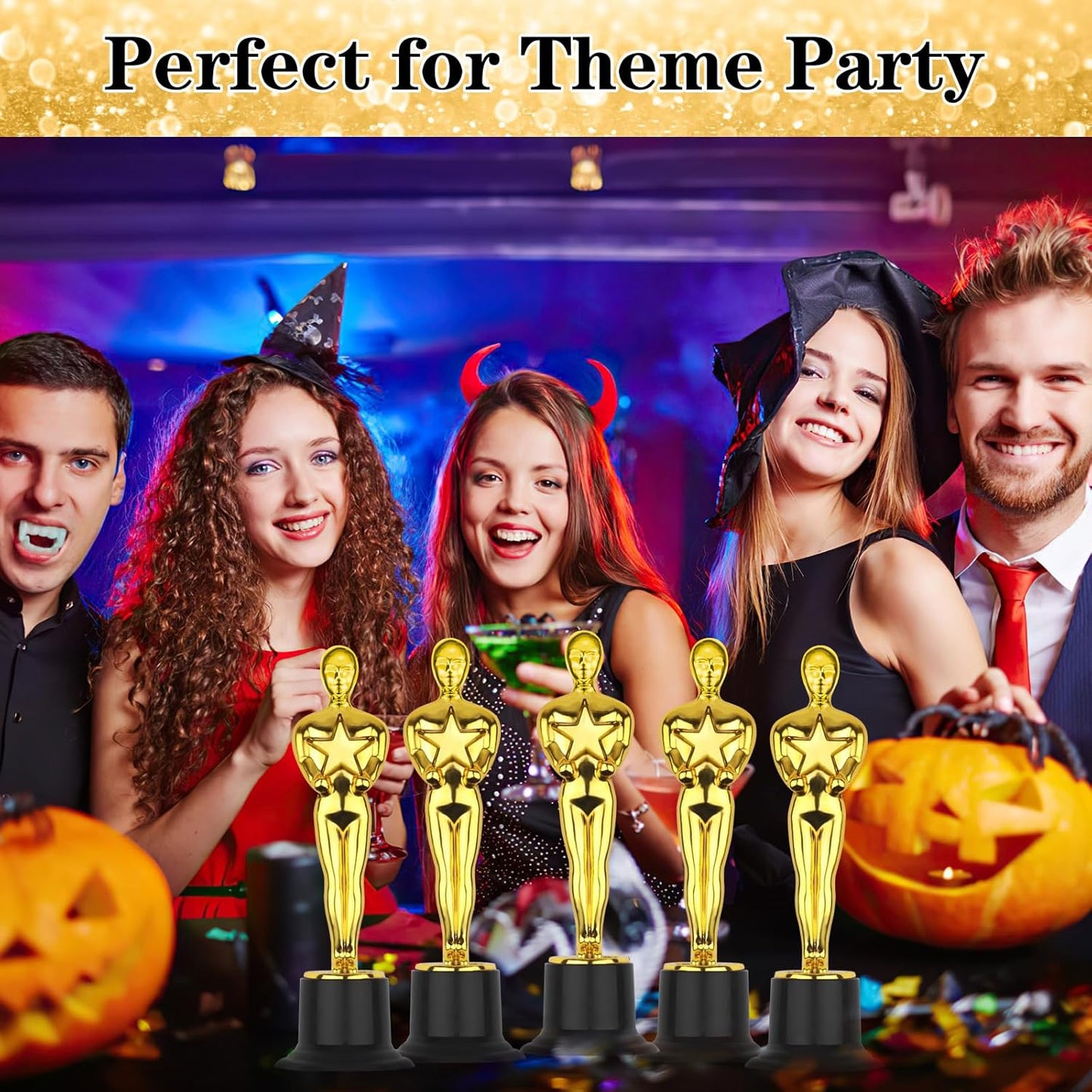 WINKIO Gold Award Trophies - Pack of 6 Mini Plastic Statues for Competitions & Events