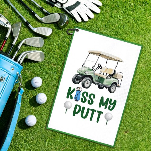 Juoqg Kiss My Golf Towel, Funny Golf Bag Towel with Clip, Golfing Accessories for Men Women, Christmas Retirement Birthday Gifts for Golfer Sport Fan Player, Golfing Gifts for Grandpa Dad Uncle