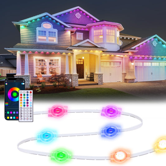 150FT Permanent Outdoor Lights, RGB LED Eaves Lights with App/Remote Control,Waterproof Smart String Lights for Christmas and All Holiday Decor,Daily and Party Lighting,House Roof and Garden Lighting