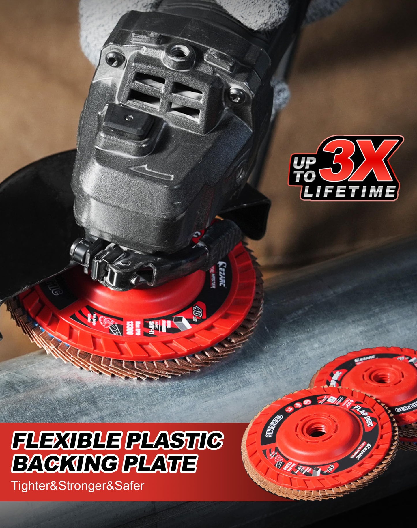 EZARC Flap Discs 80 Grit, 4-1/2" x 7/8" Ceramic Grain Flap Sanding Disc, Type 27 Heavy Duty Abrasive Trimmable Grinding Wheel Finishing for Stainless Steel, Sheet Metal (5 Pack)