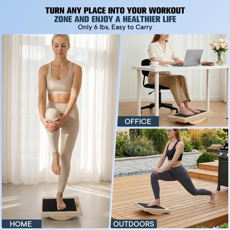 Versatile Wooden Slant Board, Convertible to Balance & Pilates Board, Adjustable Angles, Includes Full Pilates Kit, Supports Up to 360lbs, Calf Stretch, Squats, Knee, Ankle, Heel & Leg Training