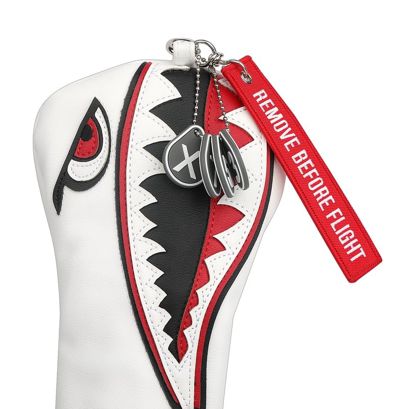 New Flying Tiger Warshark Golf Driver Headcover for Taylormade M3 M4 M5 M6 SIM Golf Club Available for Driver Size Wood Size Rescue Size (White Hybrid Cover)