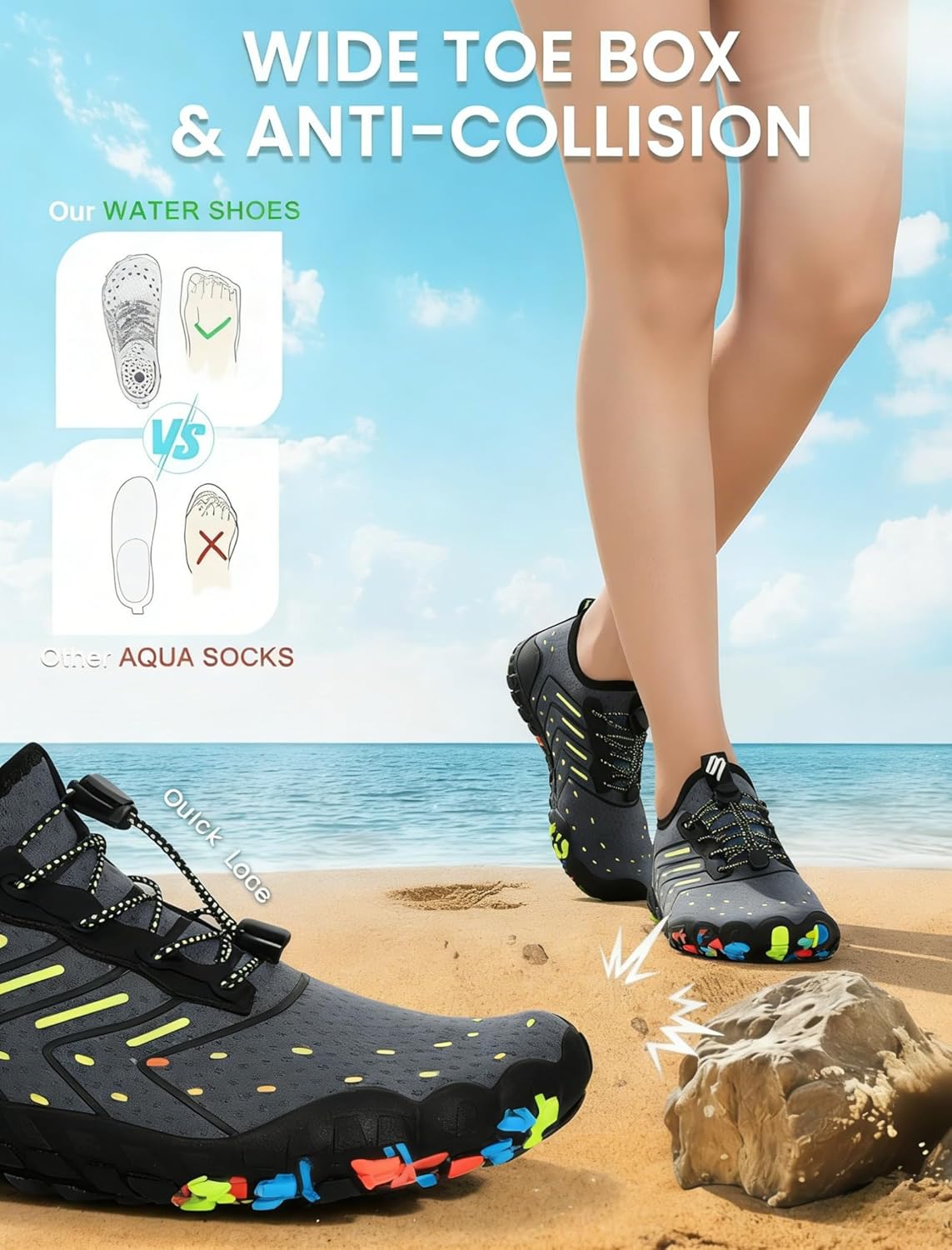 Skiennix Water Shoes - Quick-Dry Barefoot Aqua Socks for Swimming, Beach, and Hiking | Unisex Design
