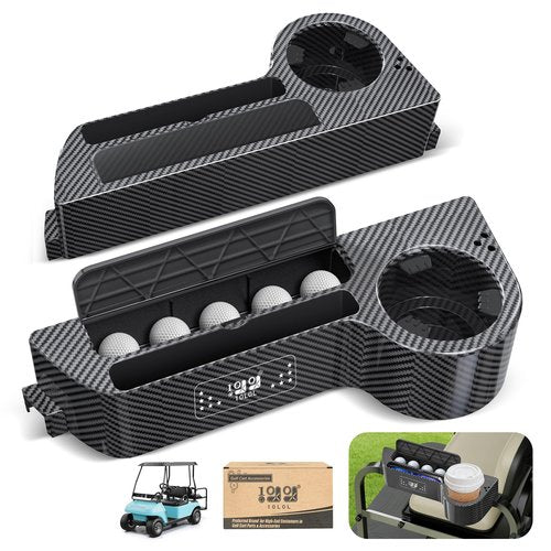 10L0L All-in-One Golf Cart Armrest with Cup Holder, No-Drill Installation for Yamaha Club Car EZGO, ABS Material, Built-in Phone Holder & Golf Tee Holder & Golf Ball Storage - (Fits 1"-1.25" Tube)
