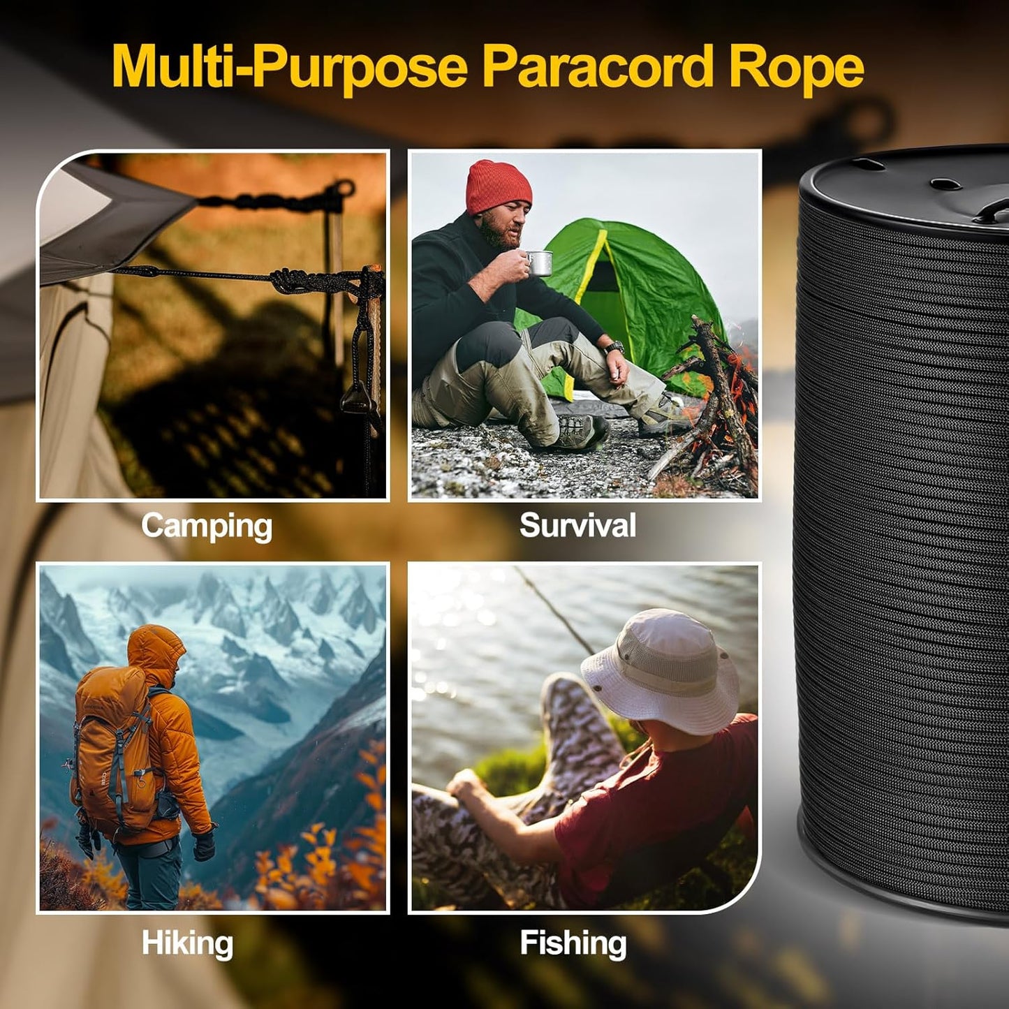 SATINIOR Paracord Rope 1250ft | 7 Strand Core Tactical Parachute Cord - Durable Utility Rope for Survival, Hunting & Camping
