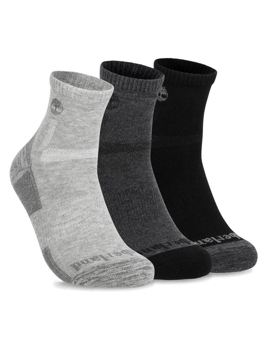 Timberland Mens Hiking, Wool, Winter, Cushioned Low Cut Quarter Socks With Arch Support (Size Medium & Large, Multiple Colors; 3 Pairs)