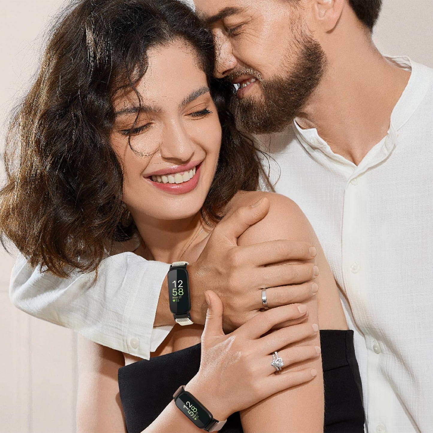 Oanux 4 Pack Elastic Nylon Compatible with Fitbit Inspire 3 Band/Fitbit Inspire 2 Band, Adjustable Soft Stretchy Sport Strap Replacement Wristband for Inspire 3/2 Women Men