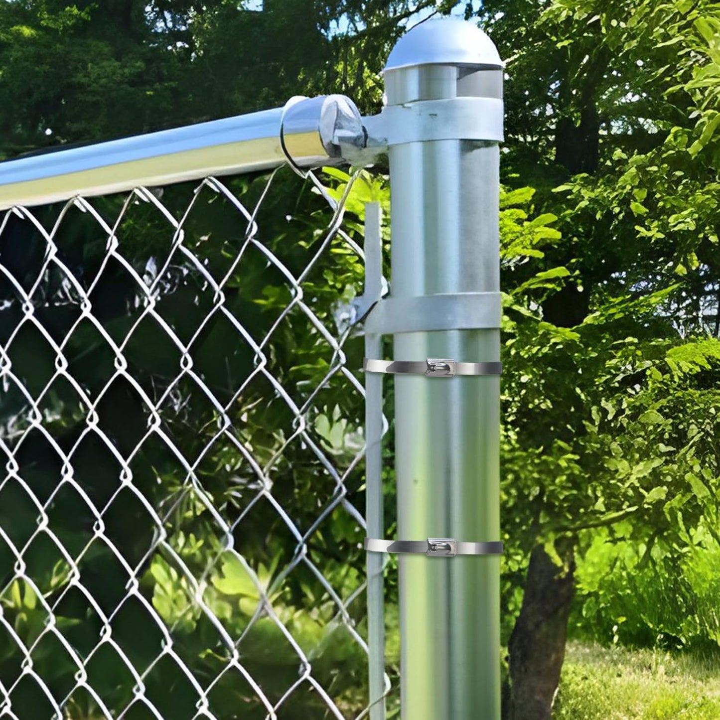 TOMSHUB 100 Pcs Metal Zip Ties 11.8 inch 304 Stainless Steel Zip Ties Heavy Duty Outdoor Multi-purpose Self-locking Cable Ties for Exhaust Wrap, Chain Link Fence, Machinery, Vehicles,Farms, Pipes