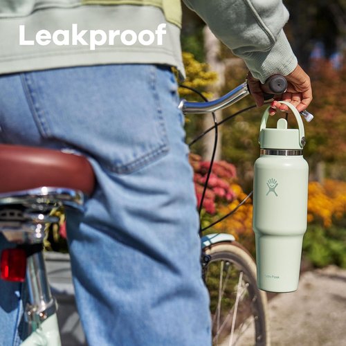 Hydro Flask Travel Water Bottle - Insulated Stainless Steel - 40 Oz Nectar Orange with Wide Straw Lid