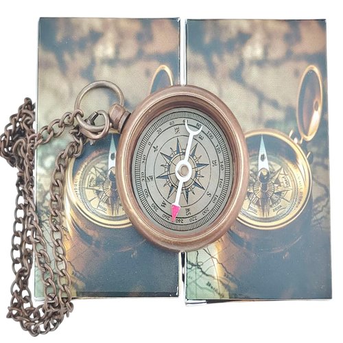 ZUBIA Engraved Brass Compass with Chain and Leather Case – “So You Can Always Find Your Way Back to Me” – Personalized Pocket Compass for Birthday, Anniversary, or Baptism