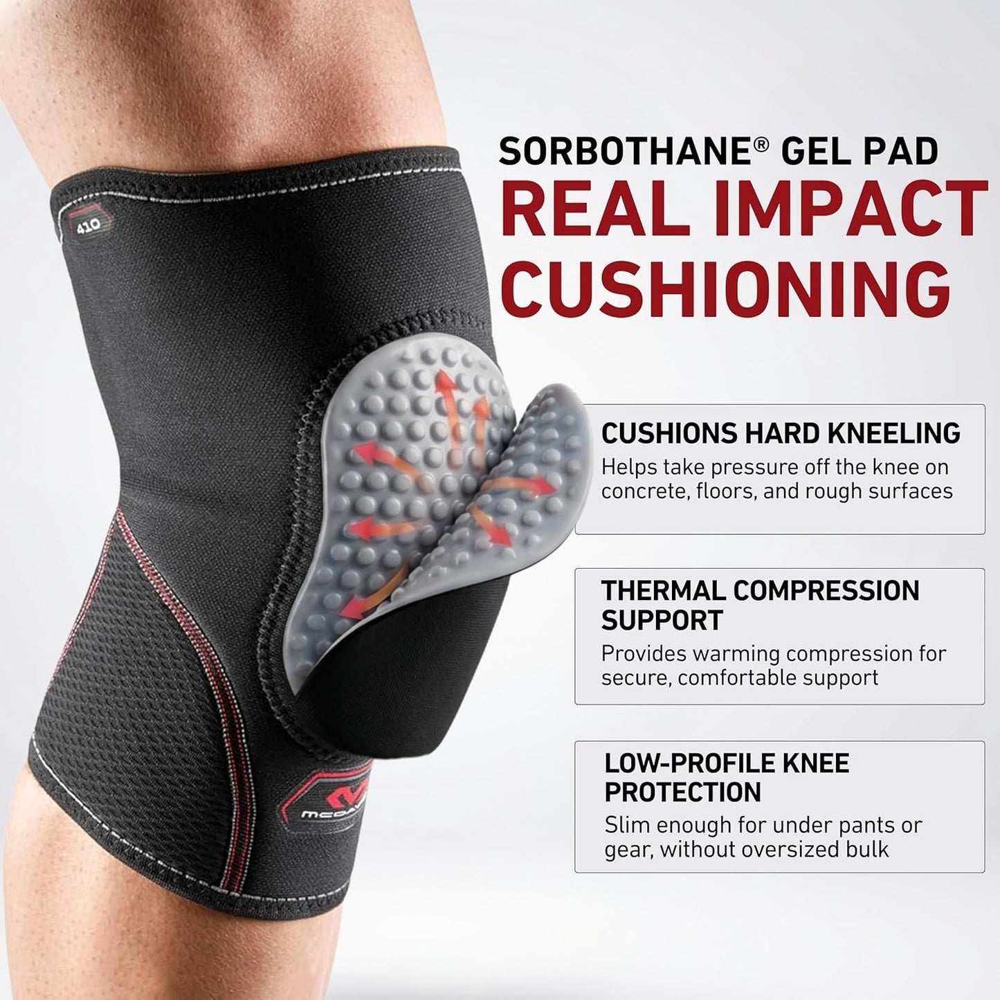 McDavid Knee Pad - Thick Gel Insert for Impact Absorption | Compression Sleeve for Sports & Activities - Left/Right Knee
