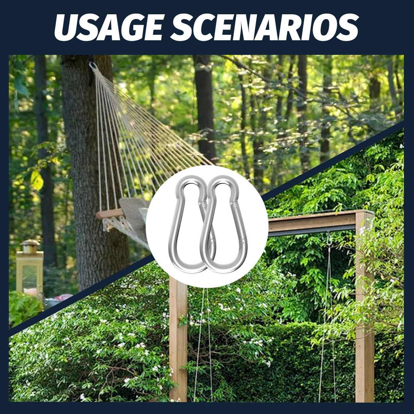 200PCS M4 Spring Snap Hook Carabiner, 1.57 Inch Small Carabiner Clip, Heavy Duty Galvanized Steel Spring Clip, Quick Link Key Chain for Swing Hammock Gym Outdoor, 120LBS Holding Capacity